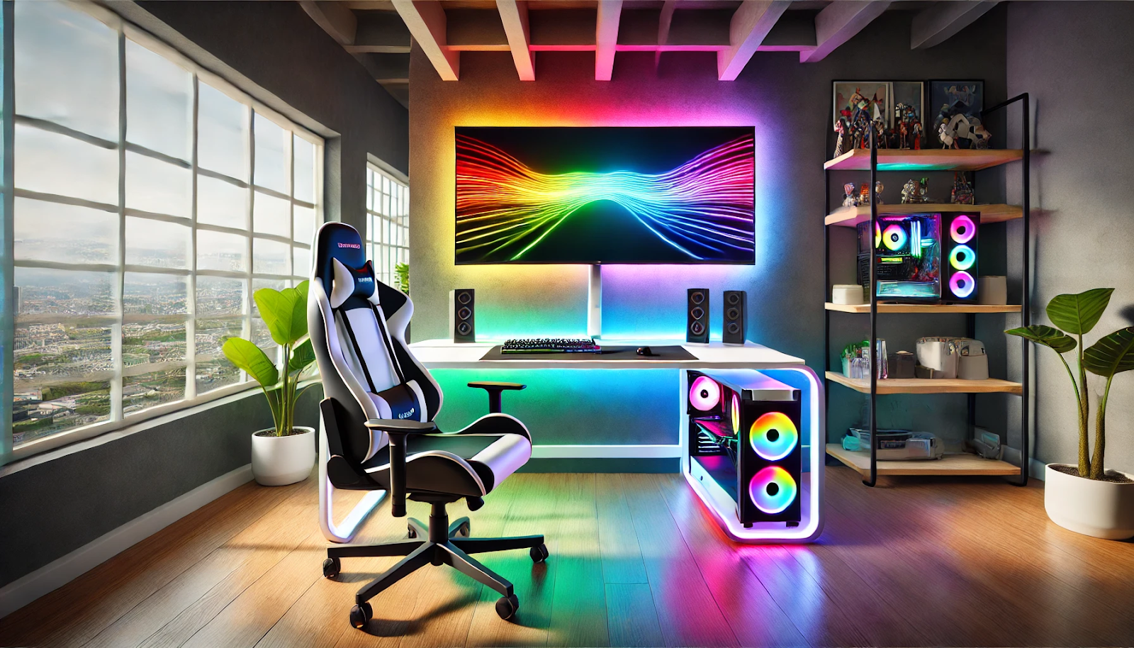 Yoobure L Shaped desk Gaming desk with LED Strip