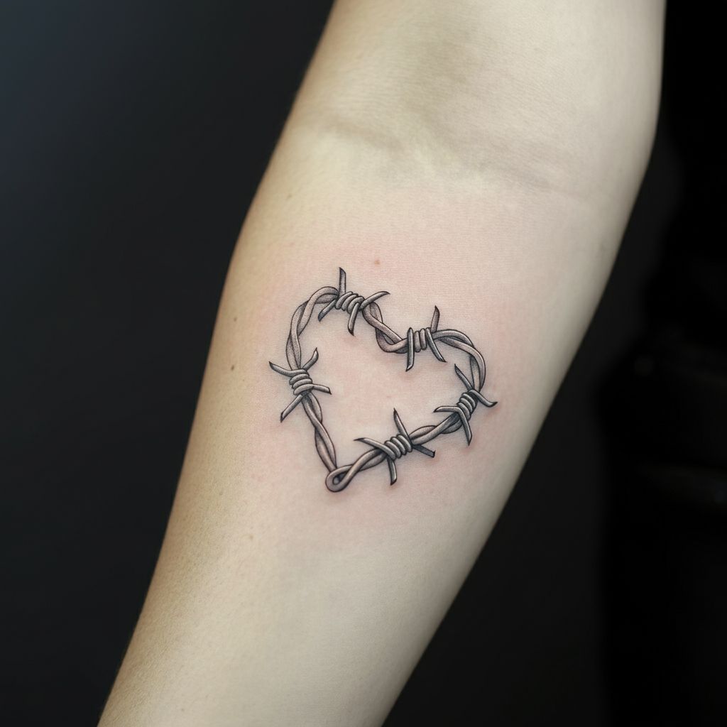 Barbed Wire Heart Tattoo