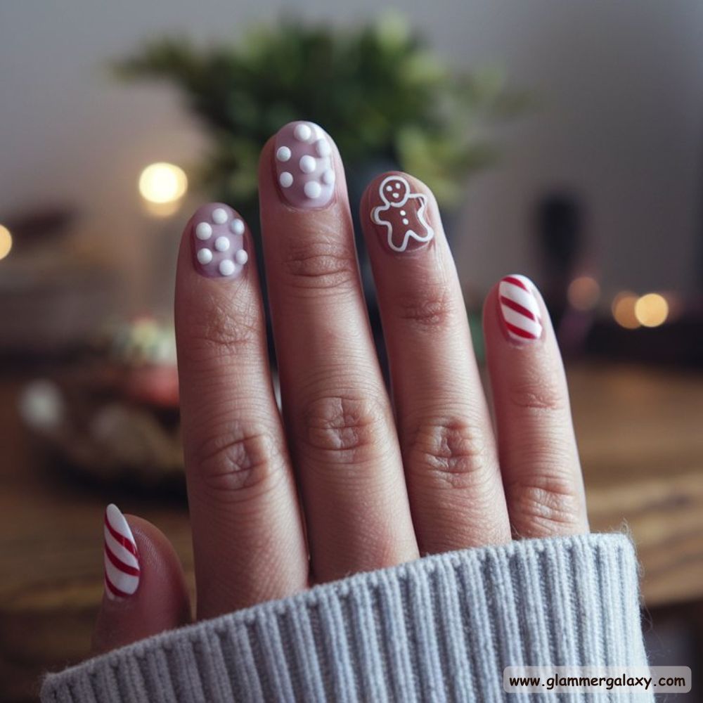 Classy Winter Nails having Minimal Gingerbread Nail Inspiration
