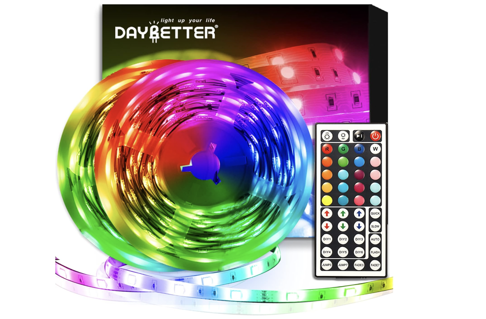 DAYBETTER Led Strip Lights 32.8ft Kit with Remote and Power Supply Color Changing on Amazon