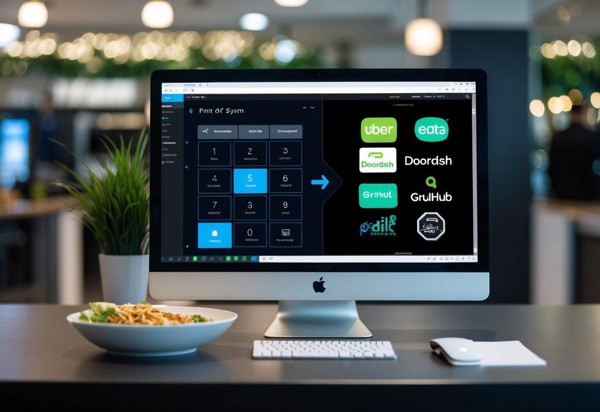 The point of sale system displays seamless integration with UberEats, DoorDash, and Grubhub, allowing for efficient order processing and delivery coordination
