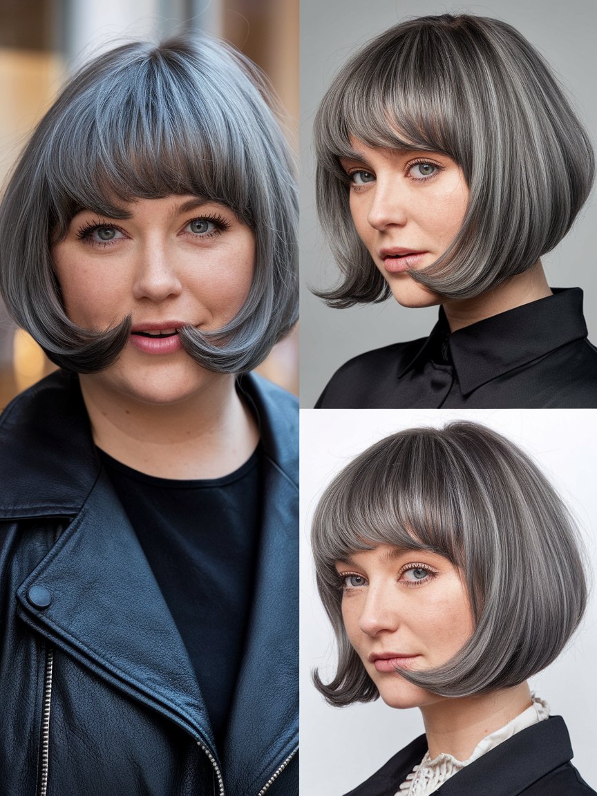 13. Sexy Gray Peek-a-Boo Bob Style