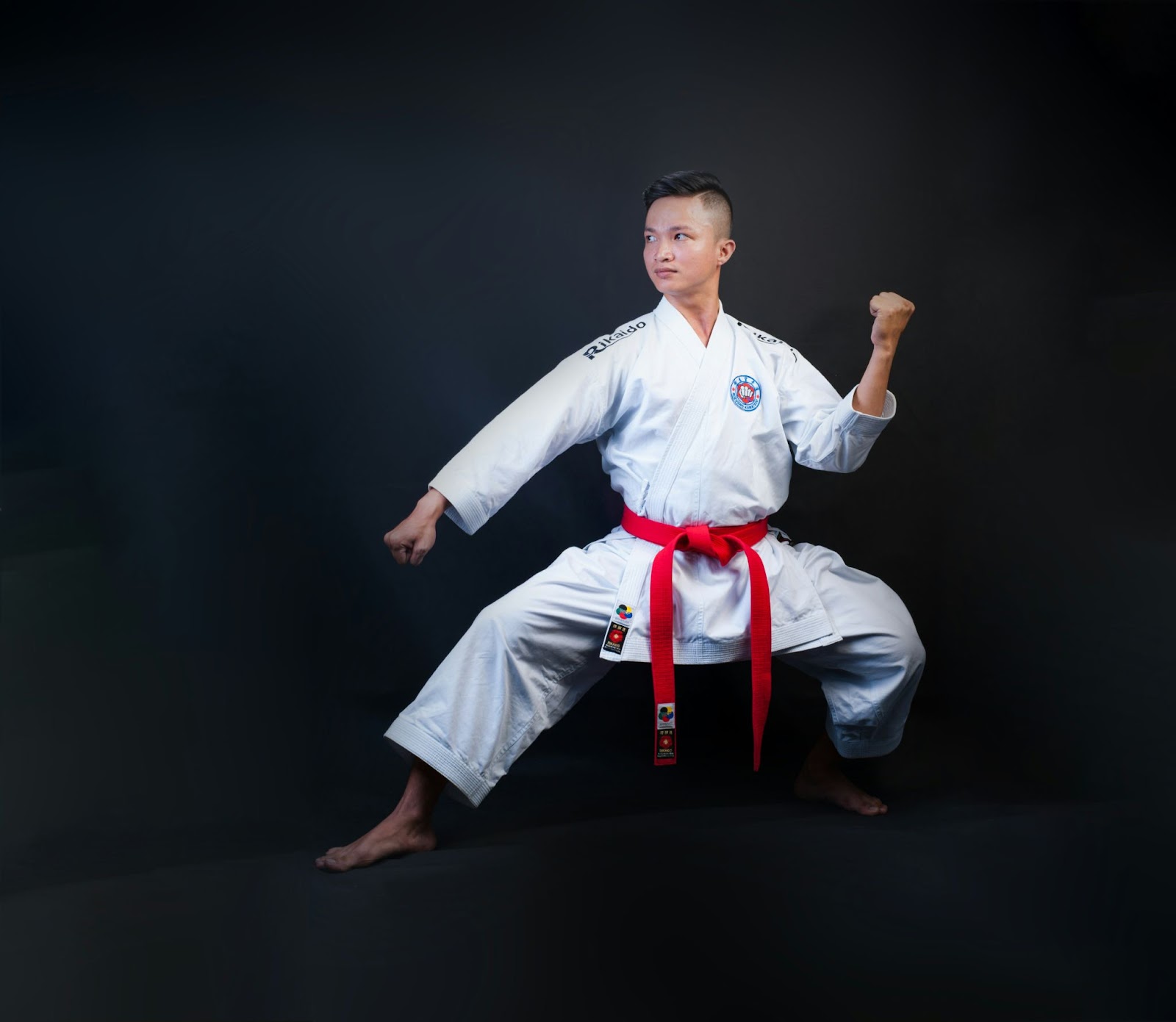 A wing chun student showcasing a stance