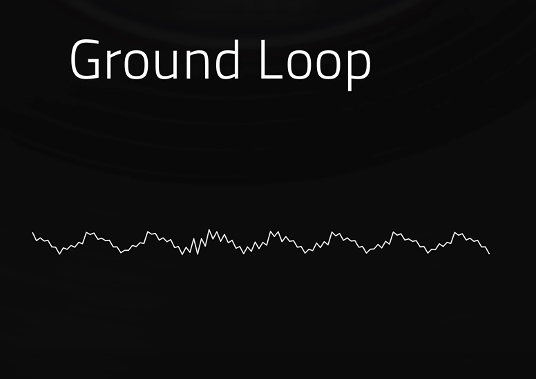 Graph labeled 'Ground Loop' showing a waveform representing electrical interference.