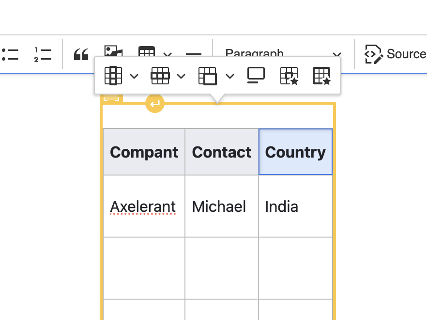 Create Table using CKEditor 5