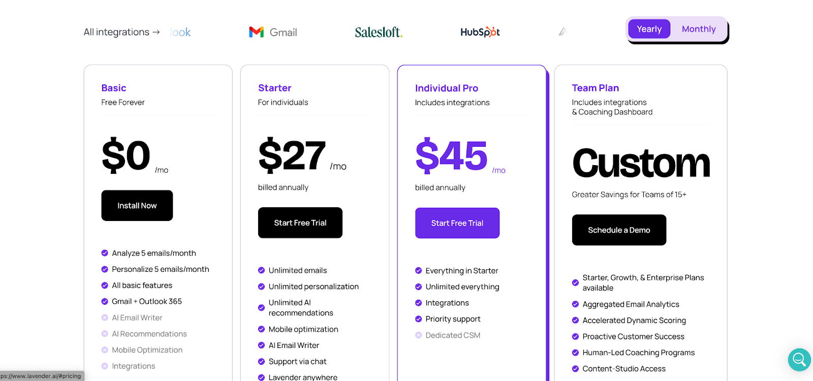 lavender.ai pricing