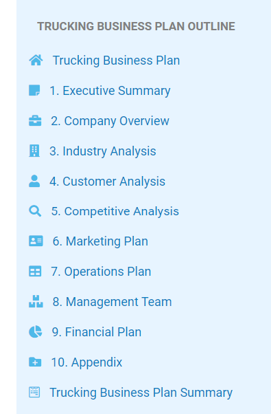 A trucking business plan template.
