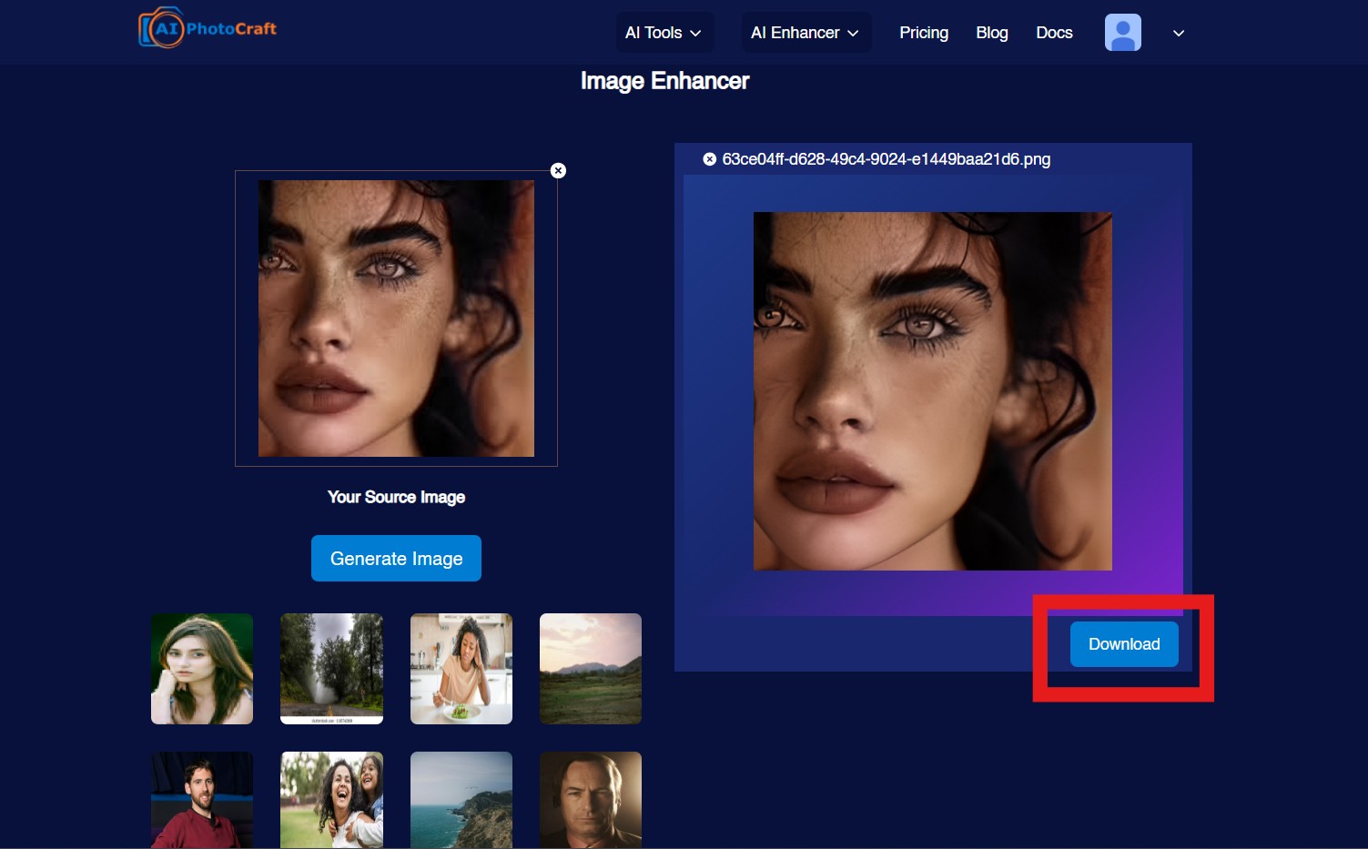 result of AI Photocraft's image enhancements with one click