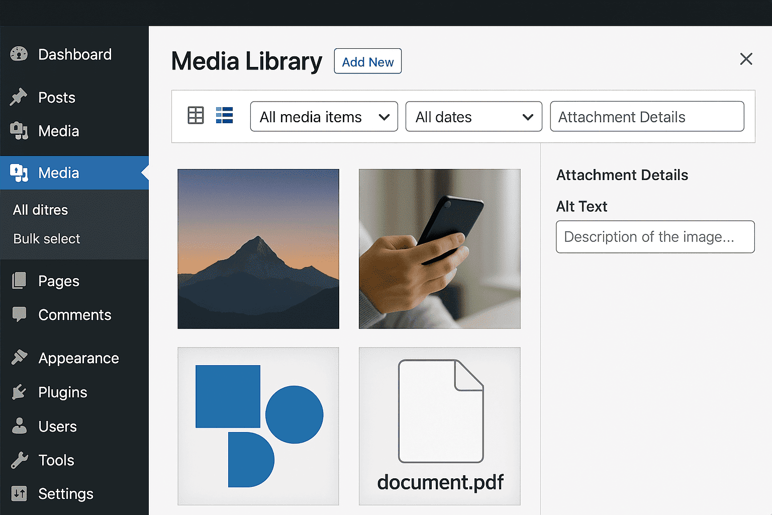 WordPress media library