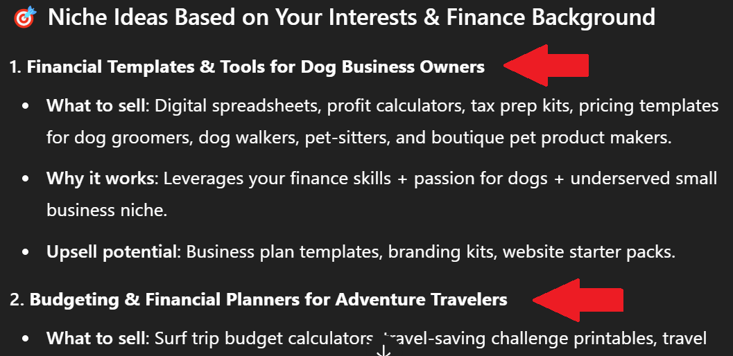 ChatGPT digital dropshipping niche ideas