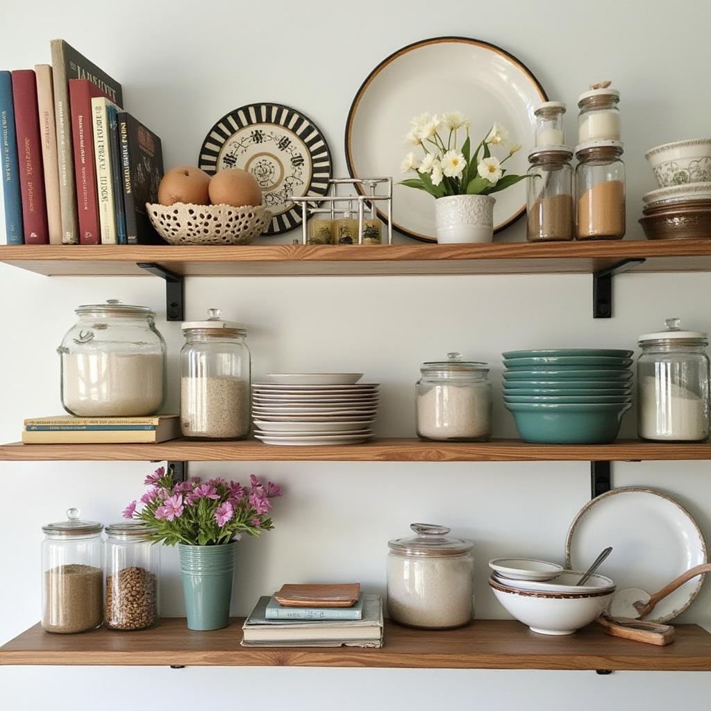 modern open shelving kitchen