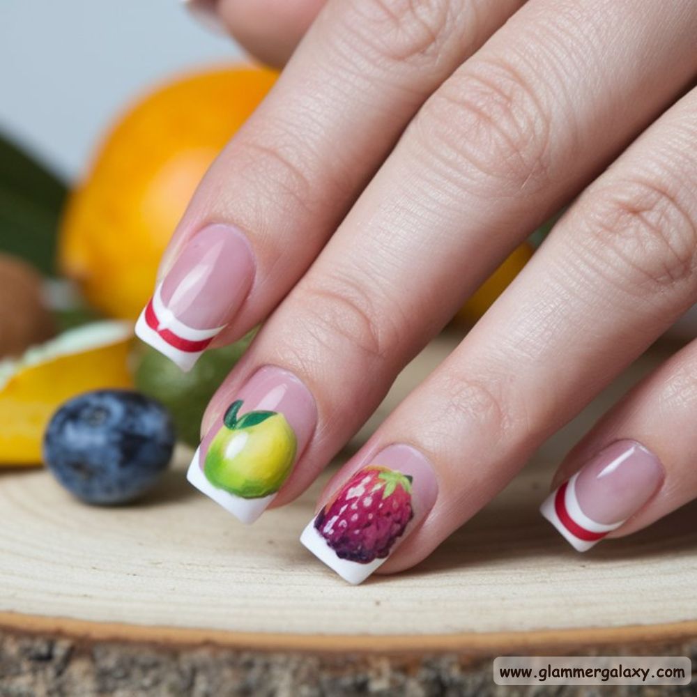 End of Summer Nails having Fruity French Manicure