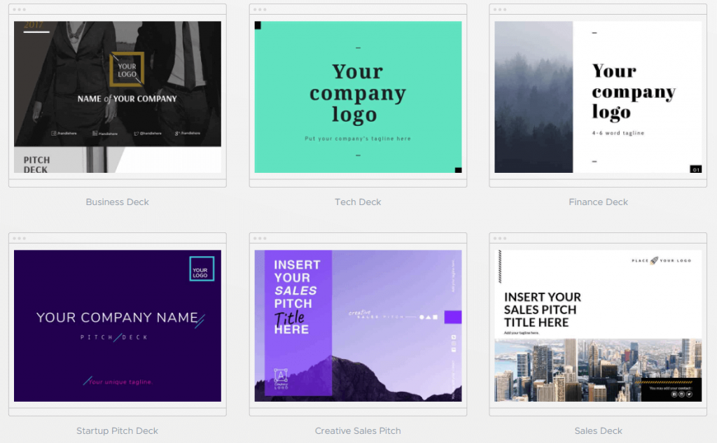 examples of cover slides - pitch title company logo