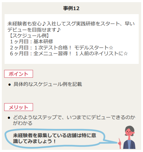  以下が修正後のリストです。  とらばーゆ とらばーゆの利用者像 求人掲載のコツ（具体性を意識する） 求人掲載のコツ（スタッフのコメントを入れる） 求人掲載のコツ（研修スケジュールを記載する）