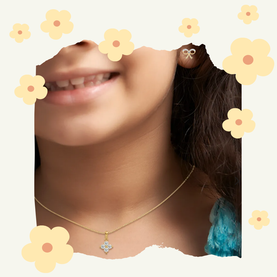 Kids lab-grown diamond jewelry to be gifted to a Maa-to-be on baby shower occasion.