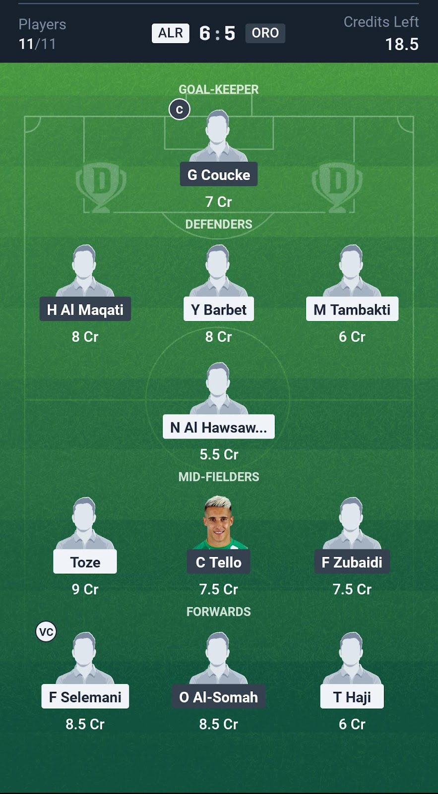 ALR vs ORO Small League Team
