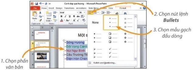 BÀI 8: ĐỊNH DẠNG VĂN BẢN TRÊN TRANG CHIẾU