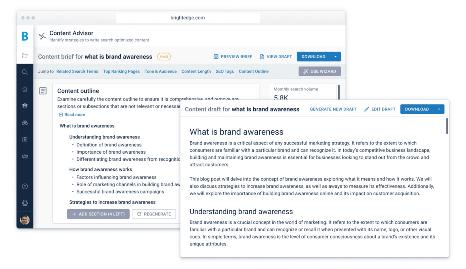 brightedge seo content creation