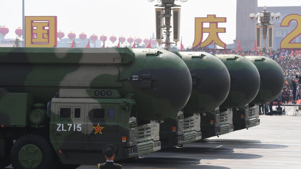 China's DF-41 nuclear-capable intercontinental ballistic missiles are seen during a military parade at Tiananmen Square in Beijing on October 1, 2019, to mark the 70th anniversary of the founding of t