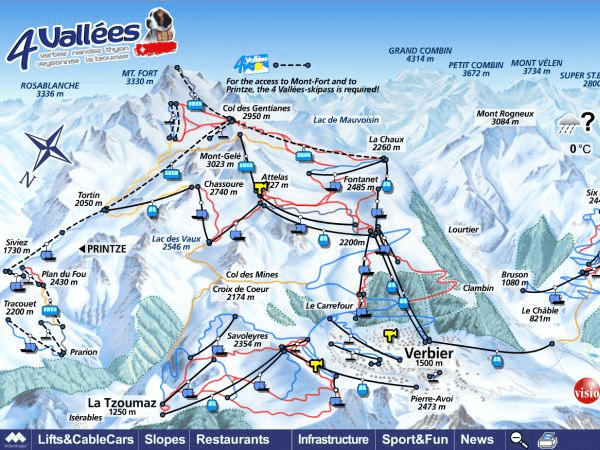 Verbier ski piste map