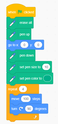 Drawing Square using Pen Graphics - Scratch Programming - UnicMinds