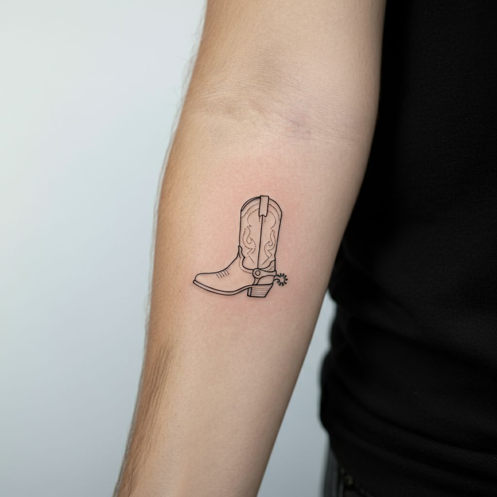 Minimalist Cowboy Boot Tattoo