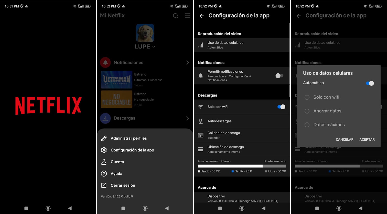 Configura el udo de datos en la app o web oficial