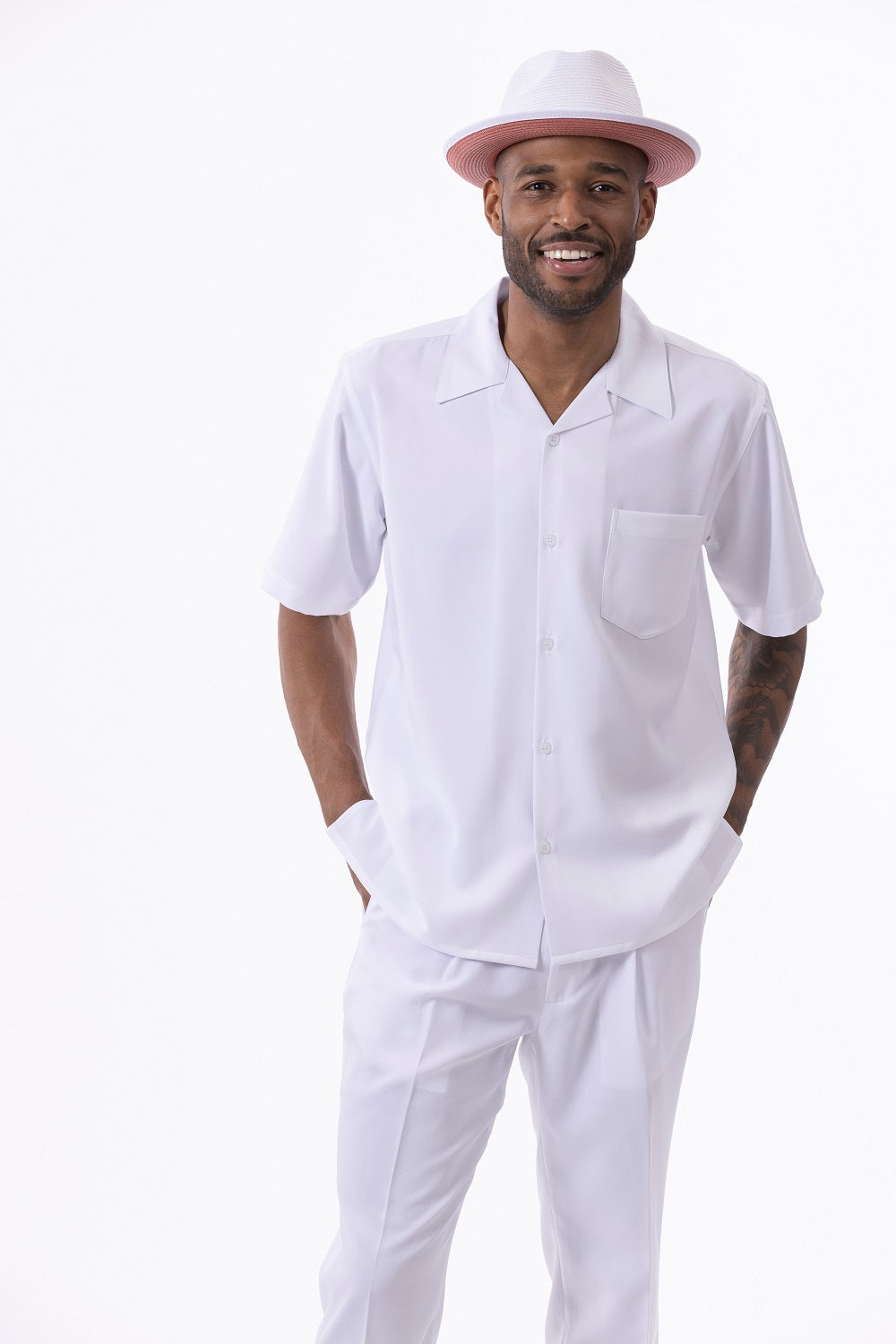 White Short Sleeve Walking Suit