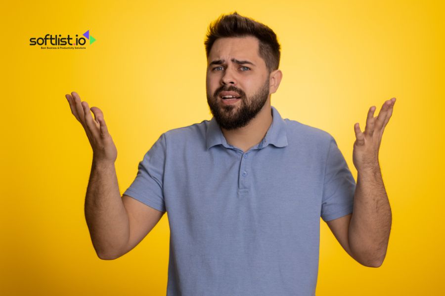 Man with a confused expression against a yellow background. ​​