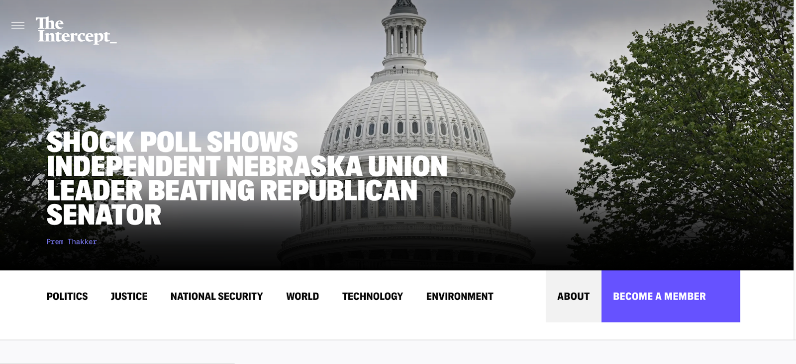 Screenshot of The Intercept on the dark web