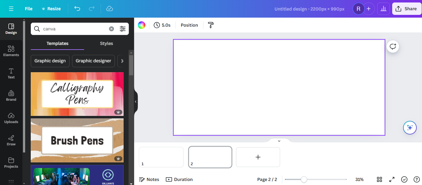 داشبورد Canva