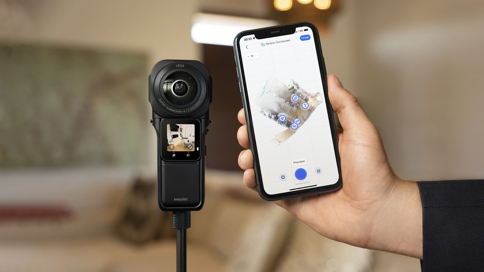 A 360 camera for virtual photography and corresponding software