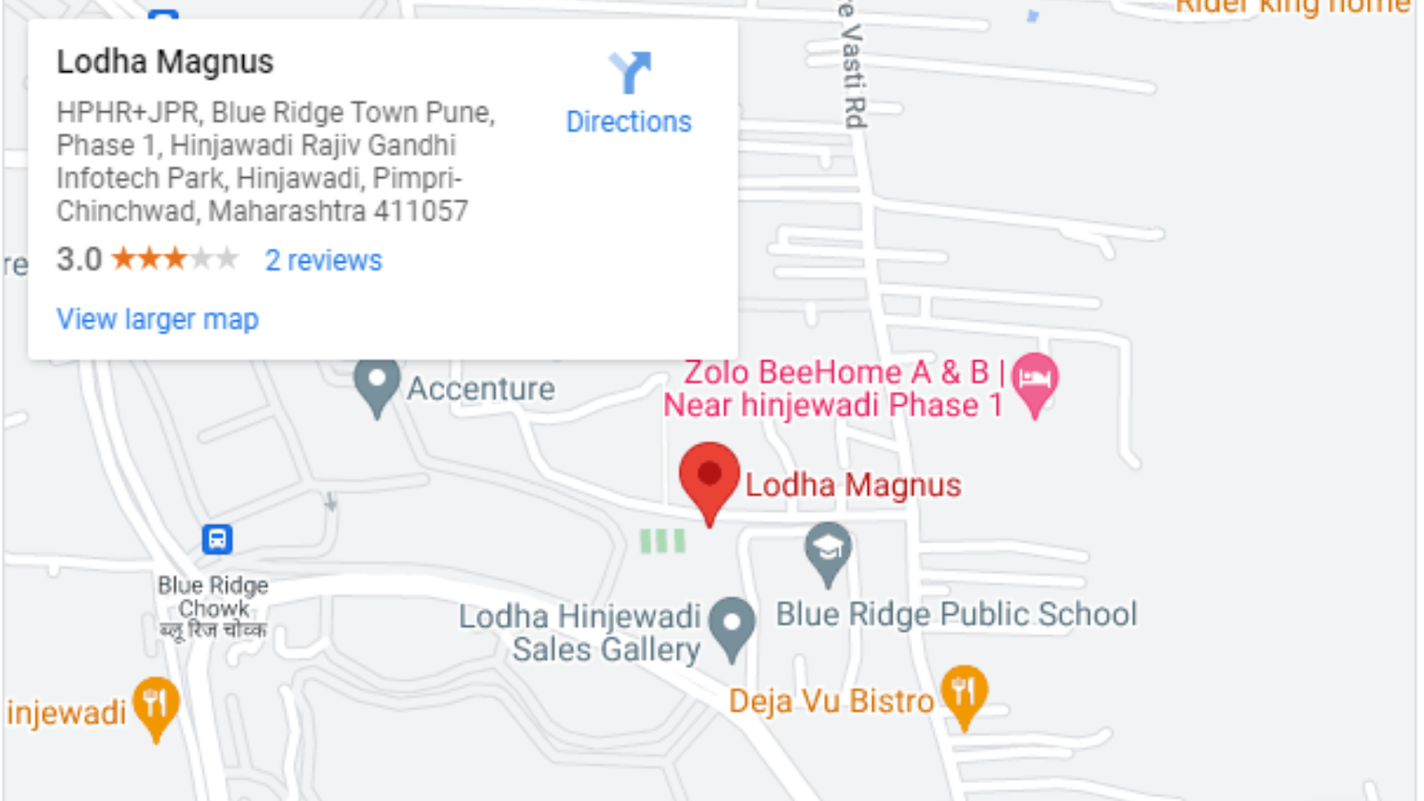 Lodha Magnus connects you to all the important locations with easy accessibility in Hinjewadi Pune.
Source: Google Maps