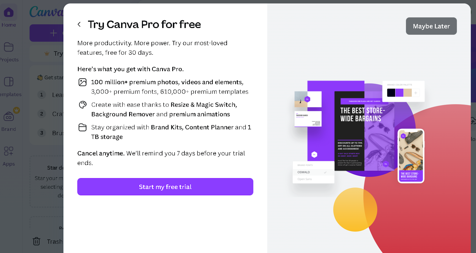 Home page of Canva.com