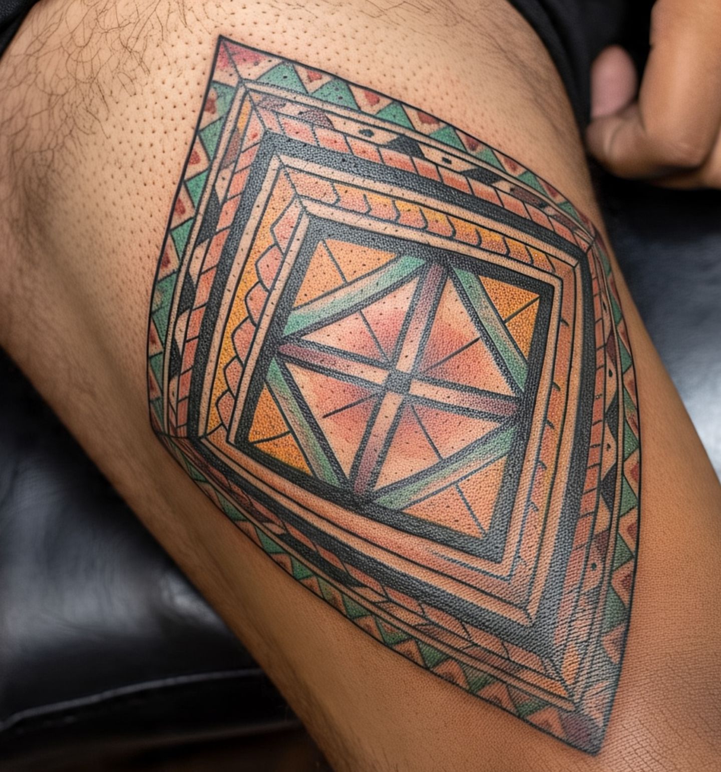 Geometric Thigh Tattoo