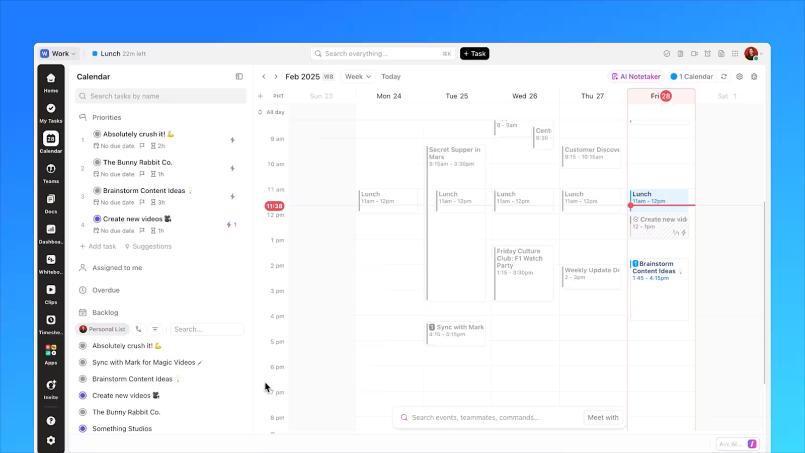 ClickUp Calendar for auto-scheduling tasks