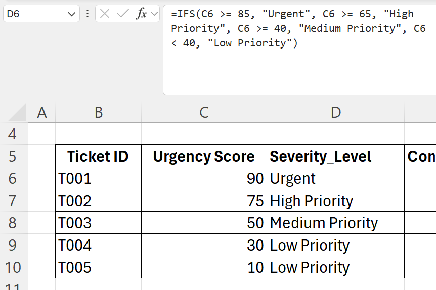 IFS function in Excel