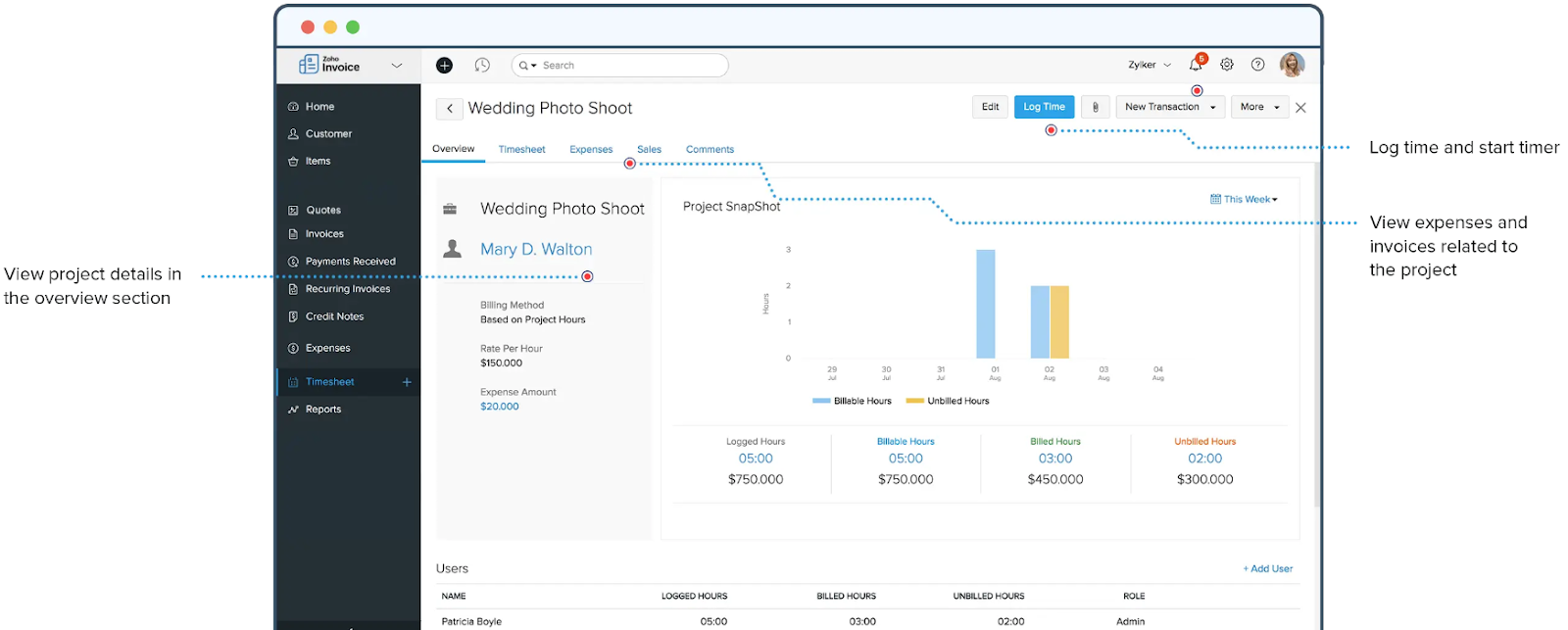 Zoho Invoice Project Management