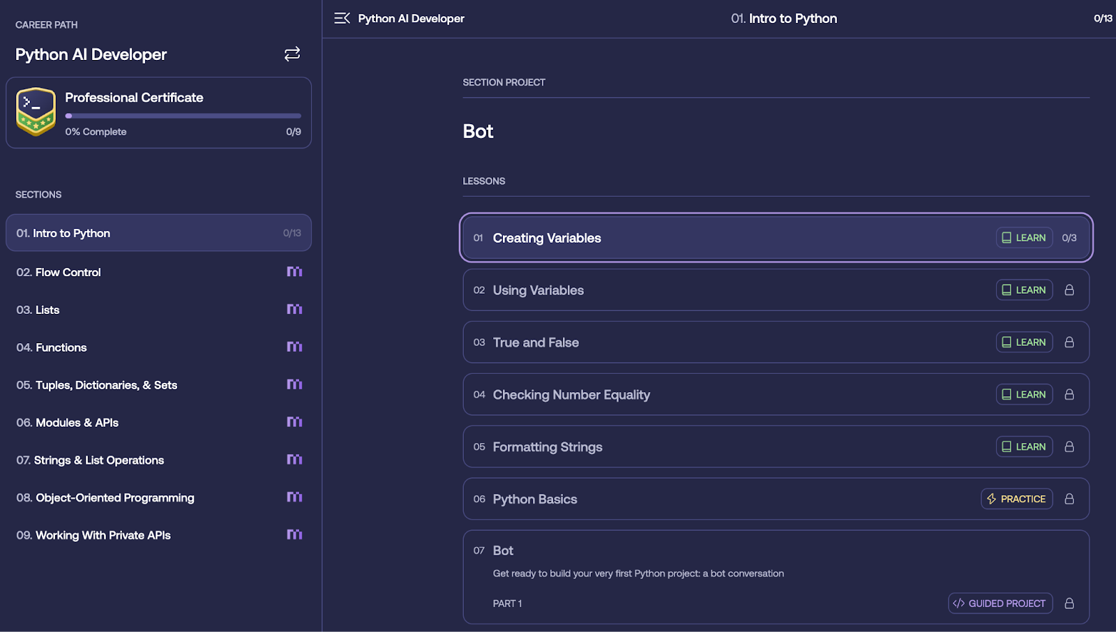 Mimo Python AI Developer course