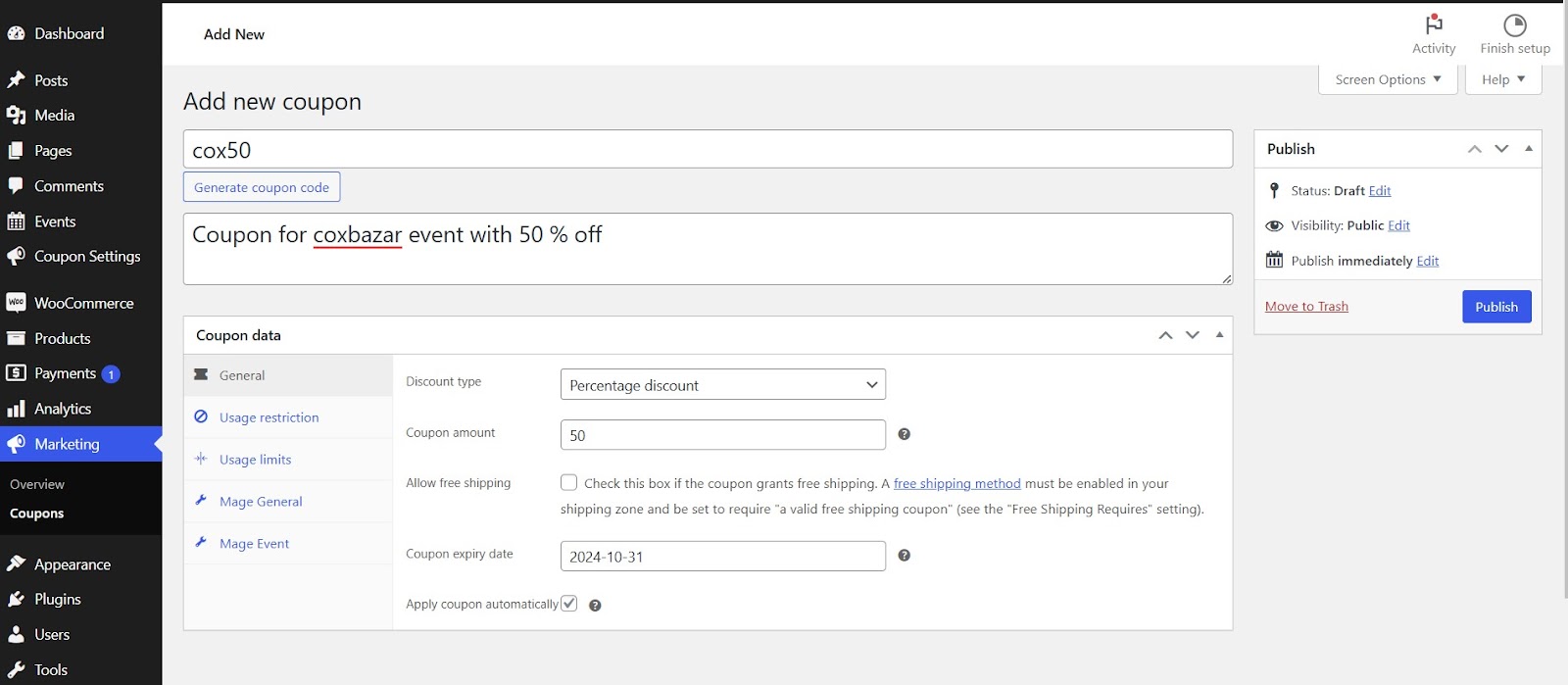 How to make coupon in WooCommerce​: Best method in 2025 9