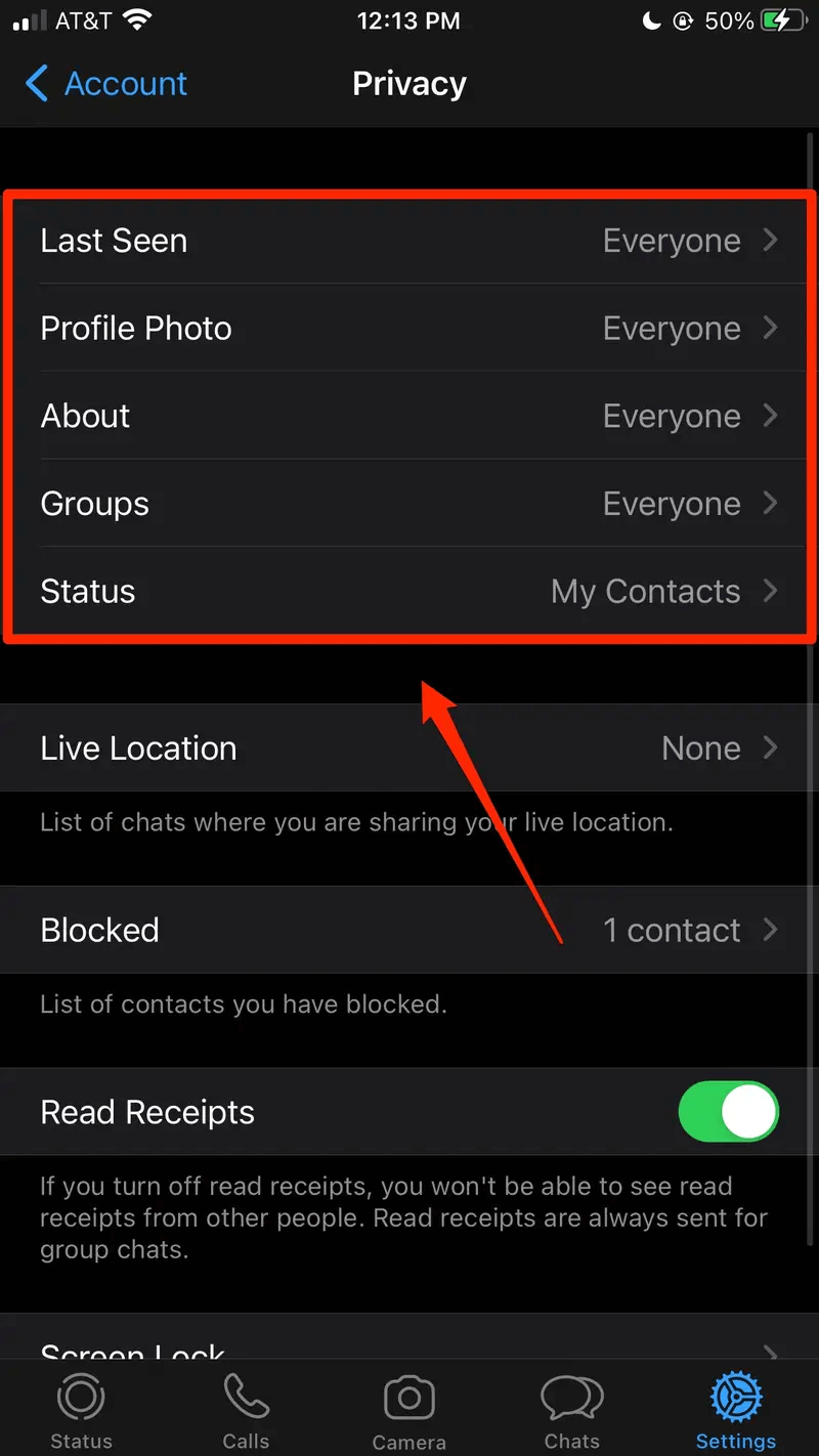 Other Privacy Settings in WhatsApp