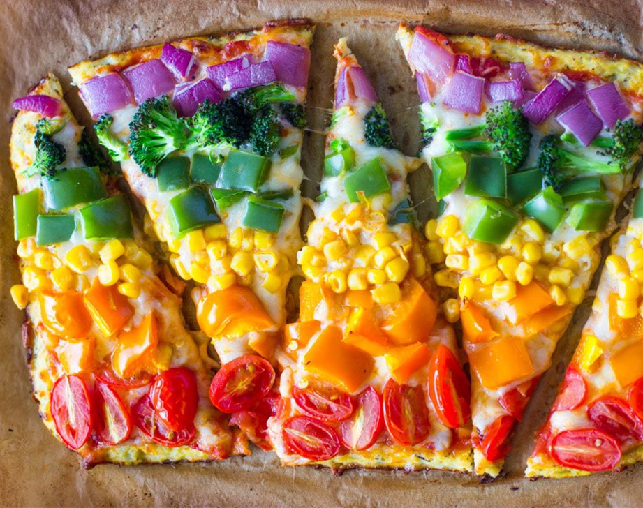 Rainbow pizza food art