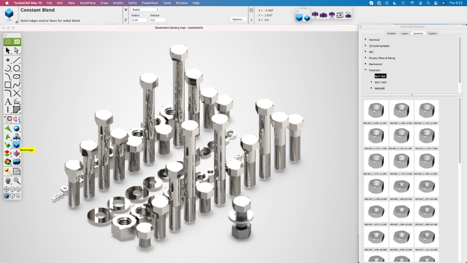 Symbol Manager showing bolts and nuts