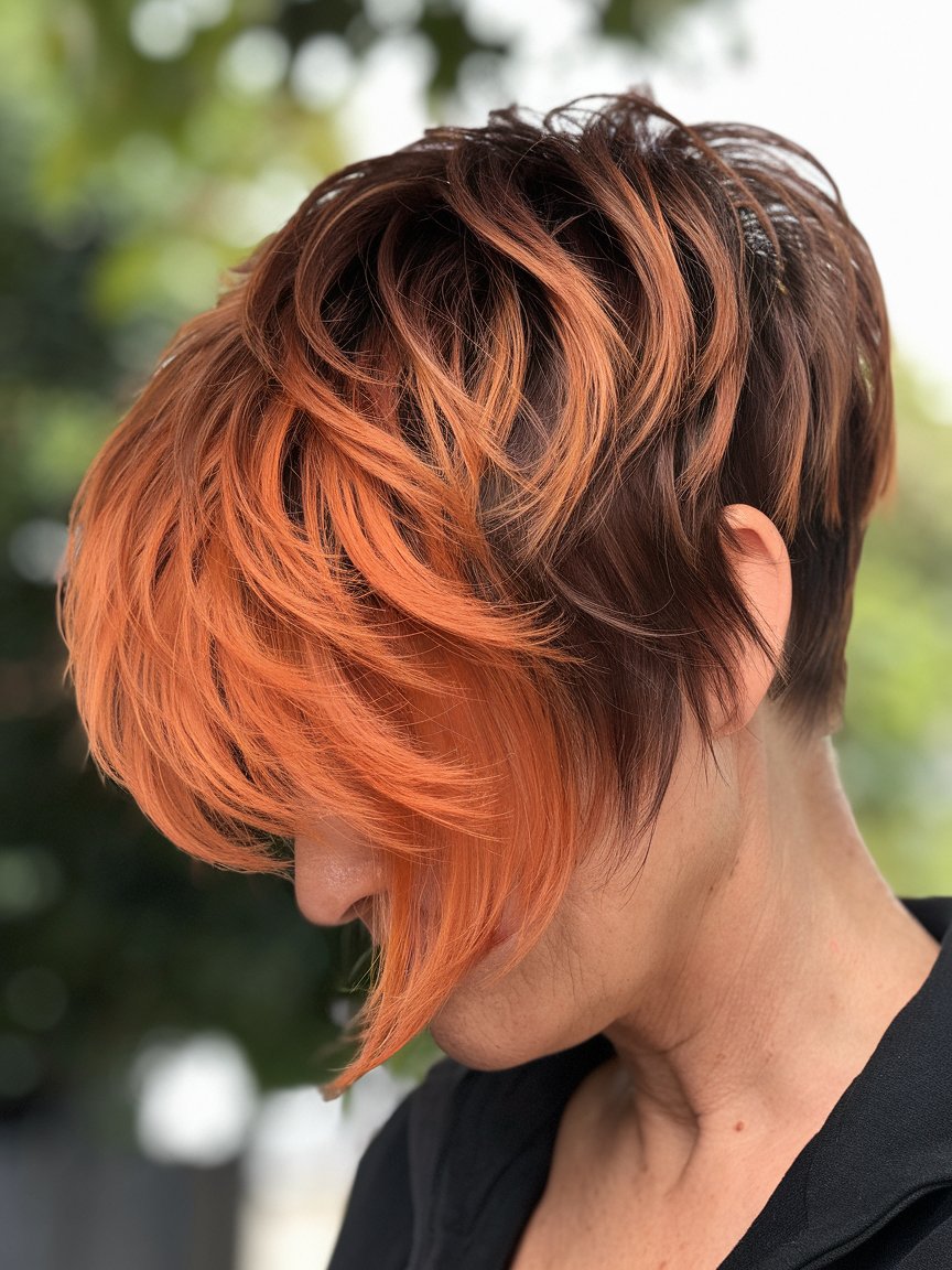 41. Sunset Ombre Pixie with Textured Layers