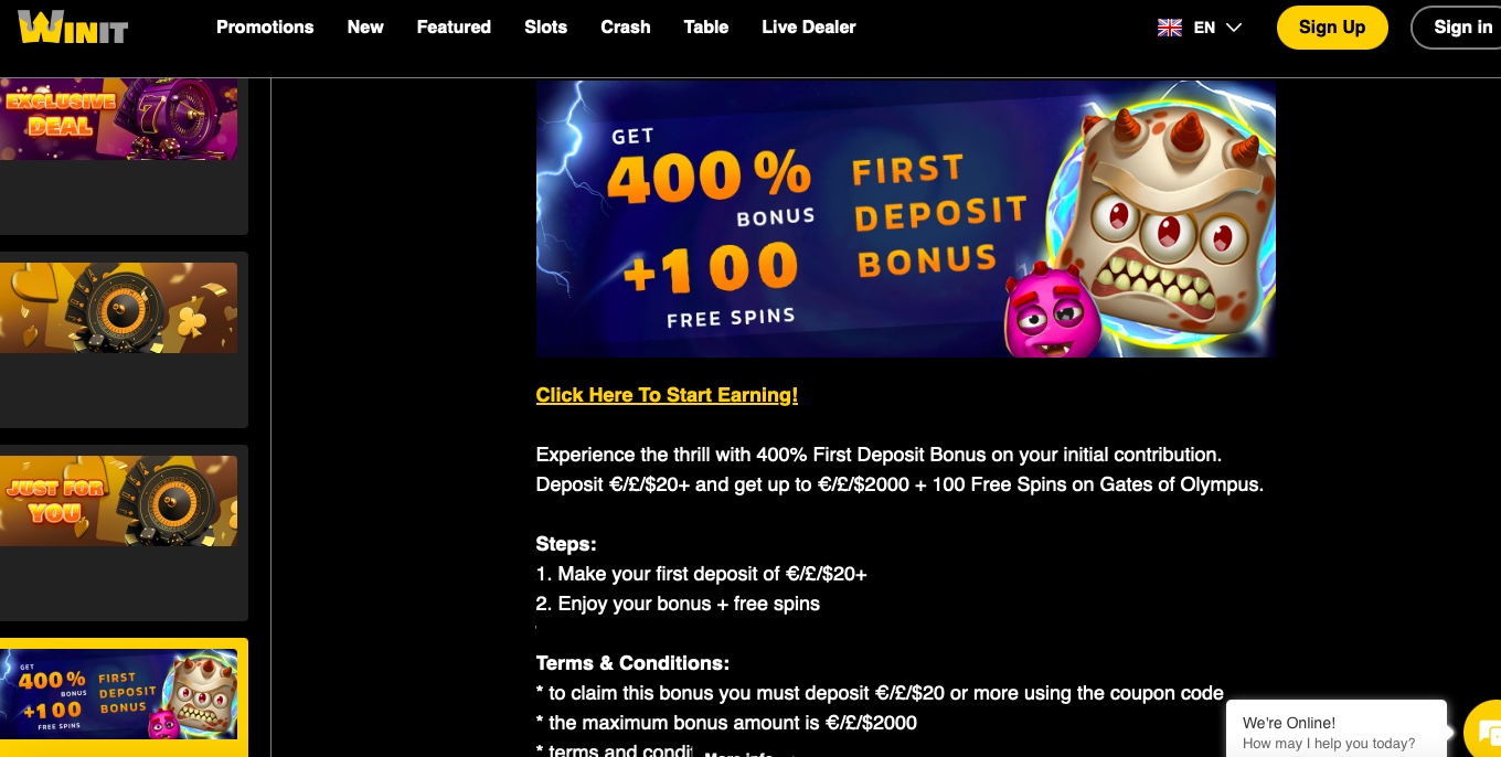 Winit Casino Promotions