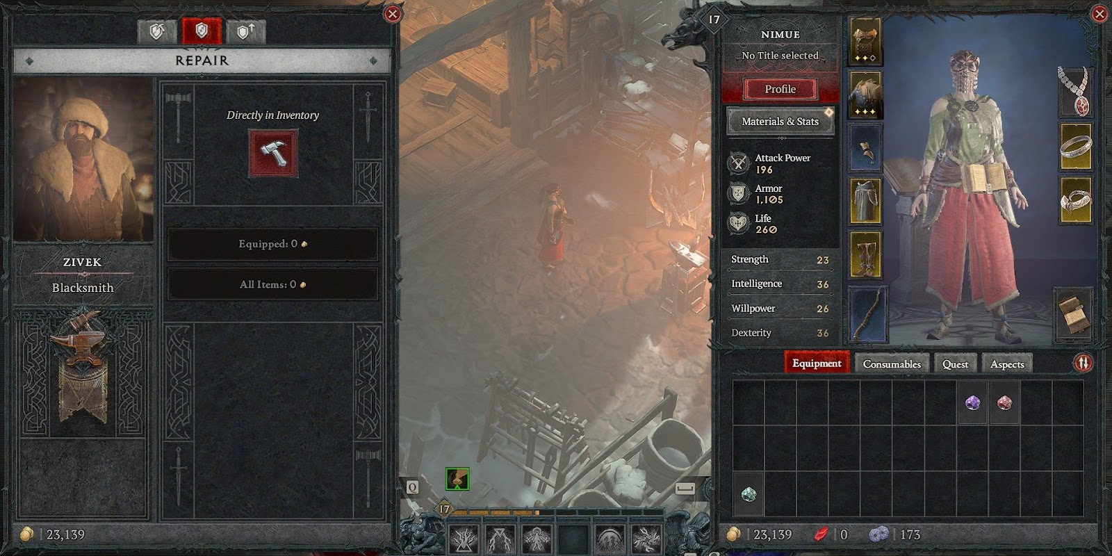 Repairing at the Blacksmith in Diablo 4
