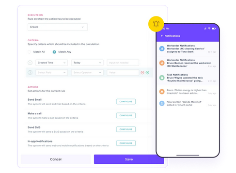 Image displaying real-time service order request tracking and notifications