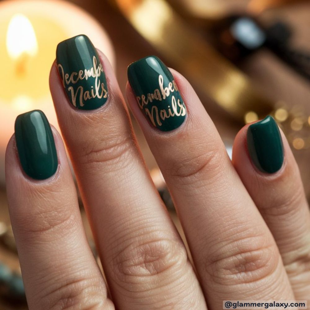 December Nails having Forest Green
