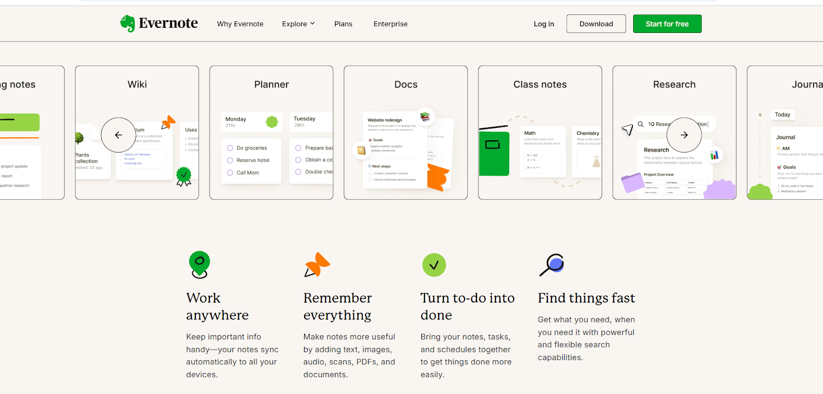 Evernote, one of the best AI tools for students