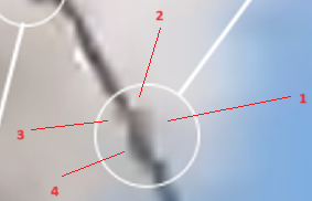 A blurry image of a circle with red lines

Description automatically generated